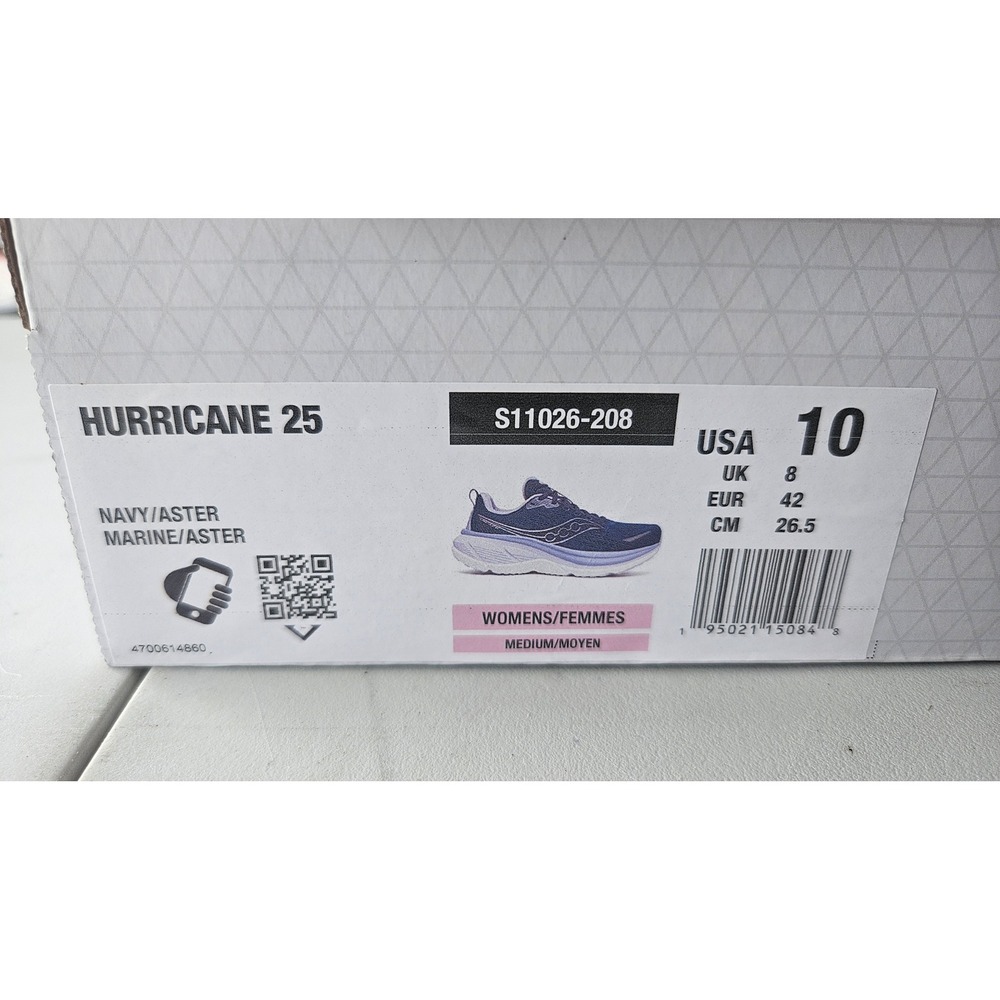 Saucony Hurricane 25 Womens Running Shoes Navy Aster S11026-208 Size 10 NEW - Picture 2 of 4